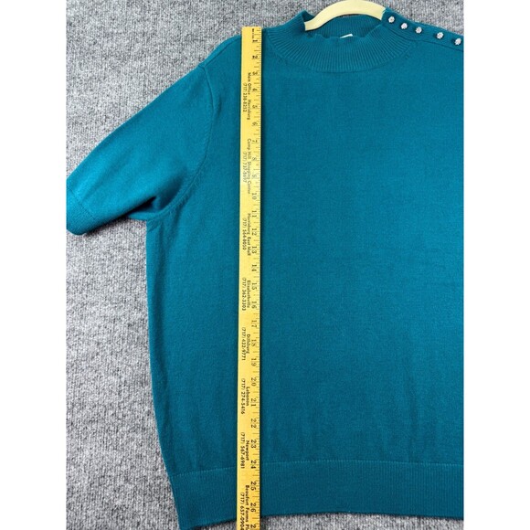Ann Taylor Women's Size XXL Short Sleeve Mock Neck Sweater Rhinestone Buttons - Picture 5 of 8